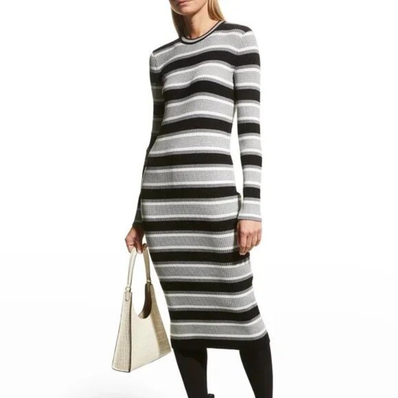 Theory Striped-Knit Midi Dress - Picture 1 of 13